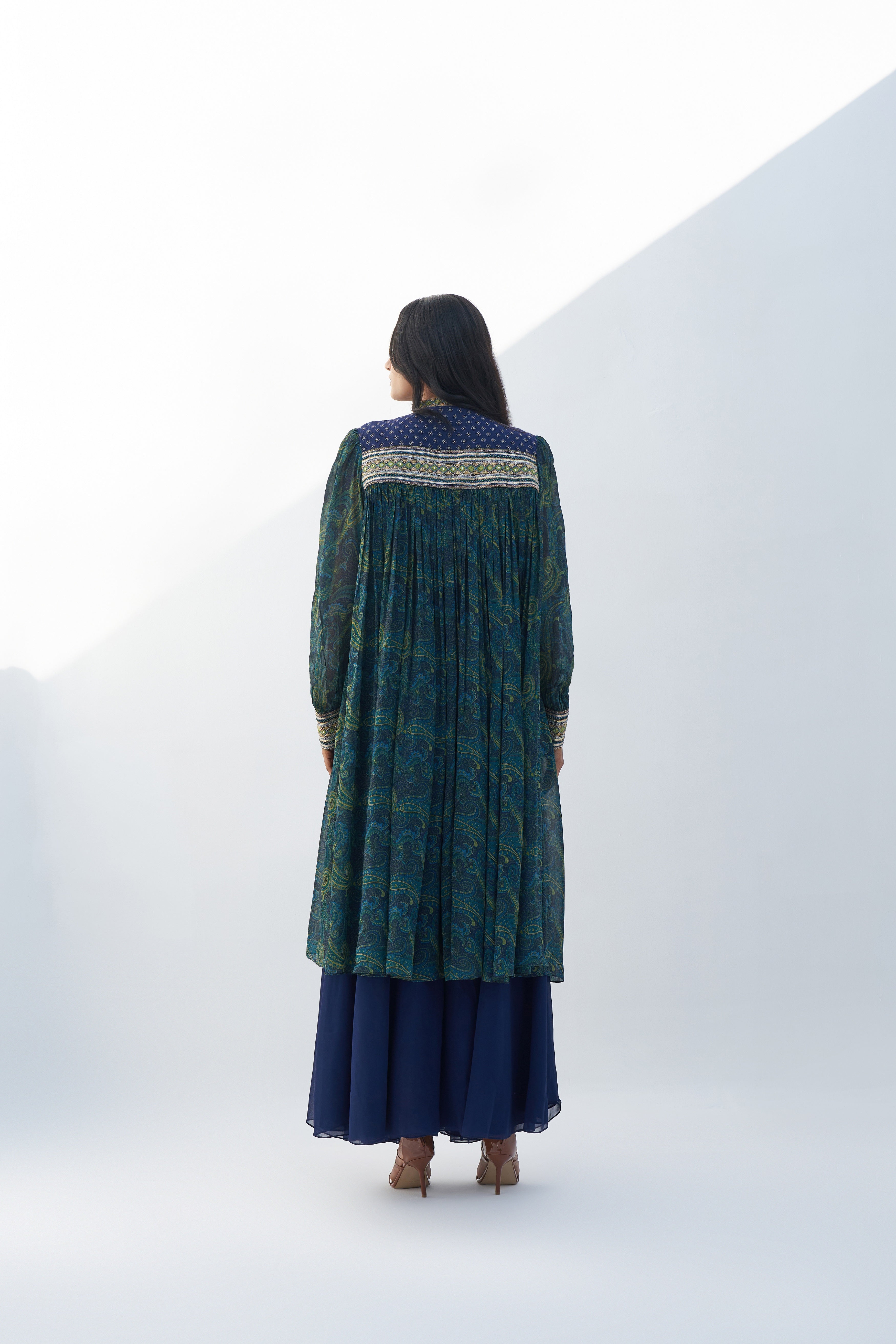 Emerald Green Printed Georgette Tunic backview