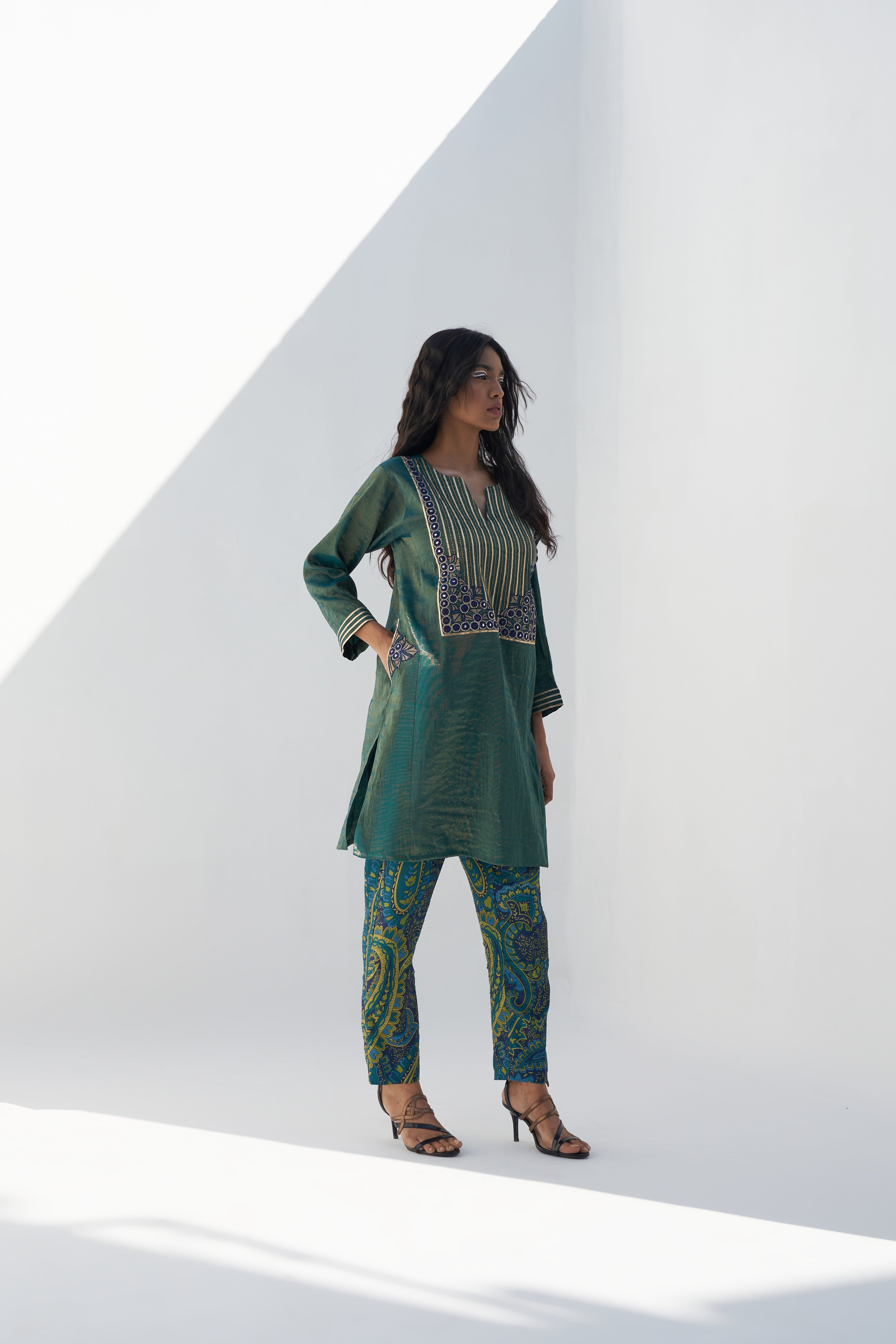 Emerald Green Embroidered Kurta