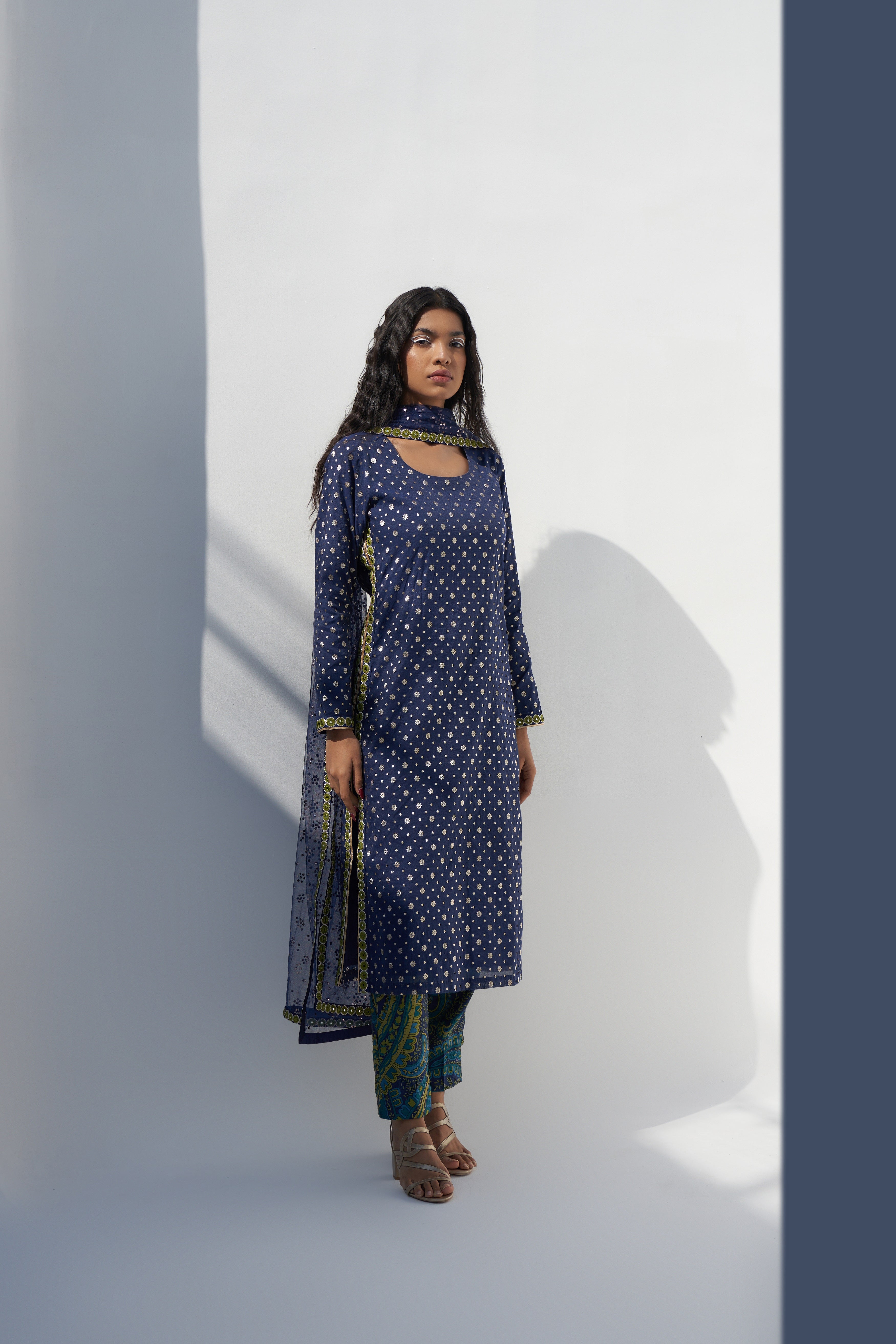 Royal Blue Chanderi Jacquard Kurta