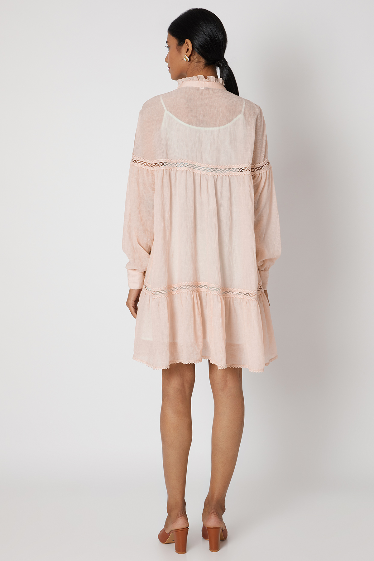 Blush Pink Embroidered Tunic Backview