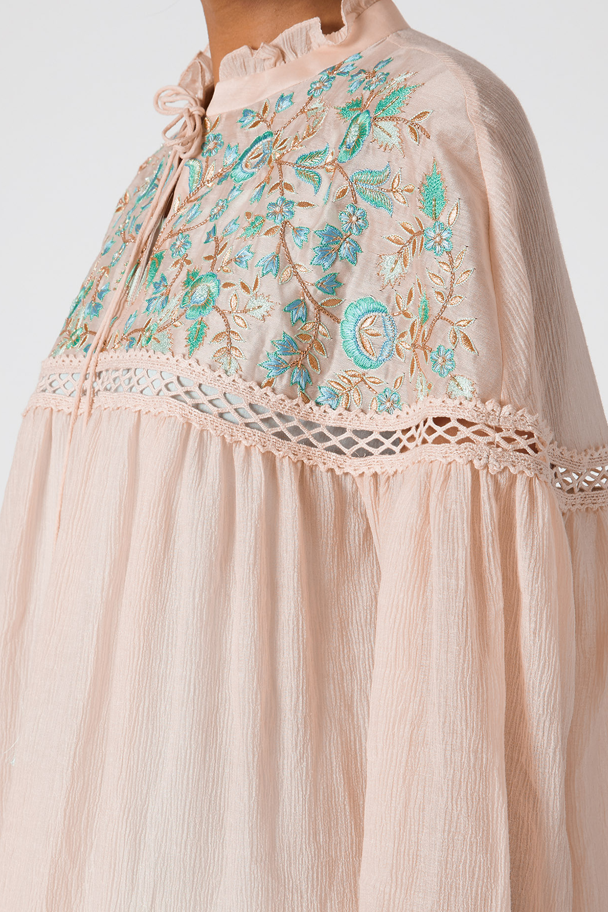 Blush Pink Embroidered Tunic sideview
