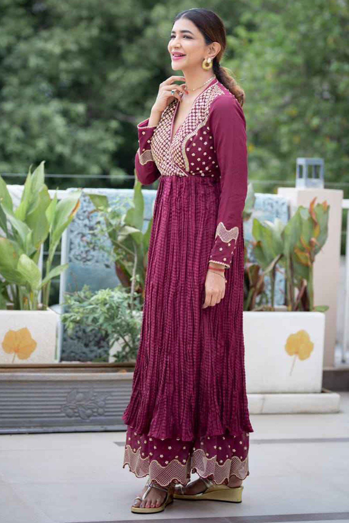 Anarkali Gown with Dupatta sideview