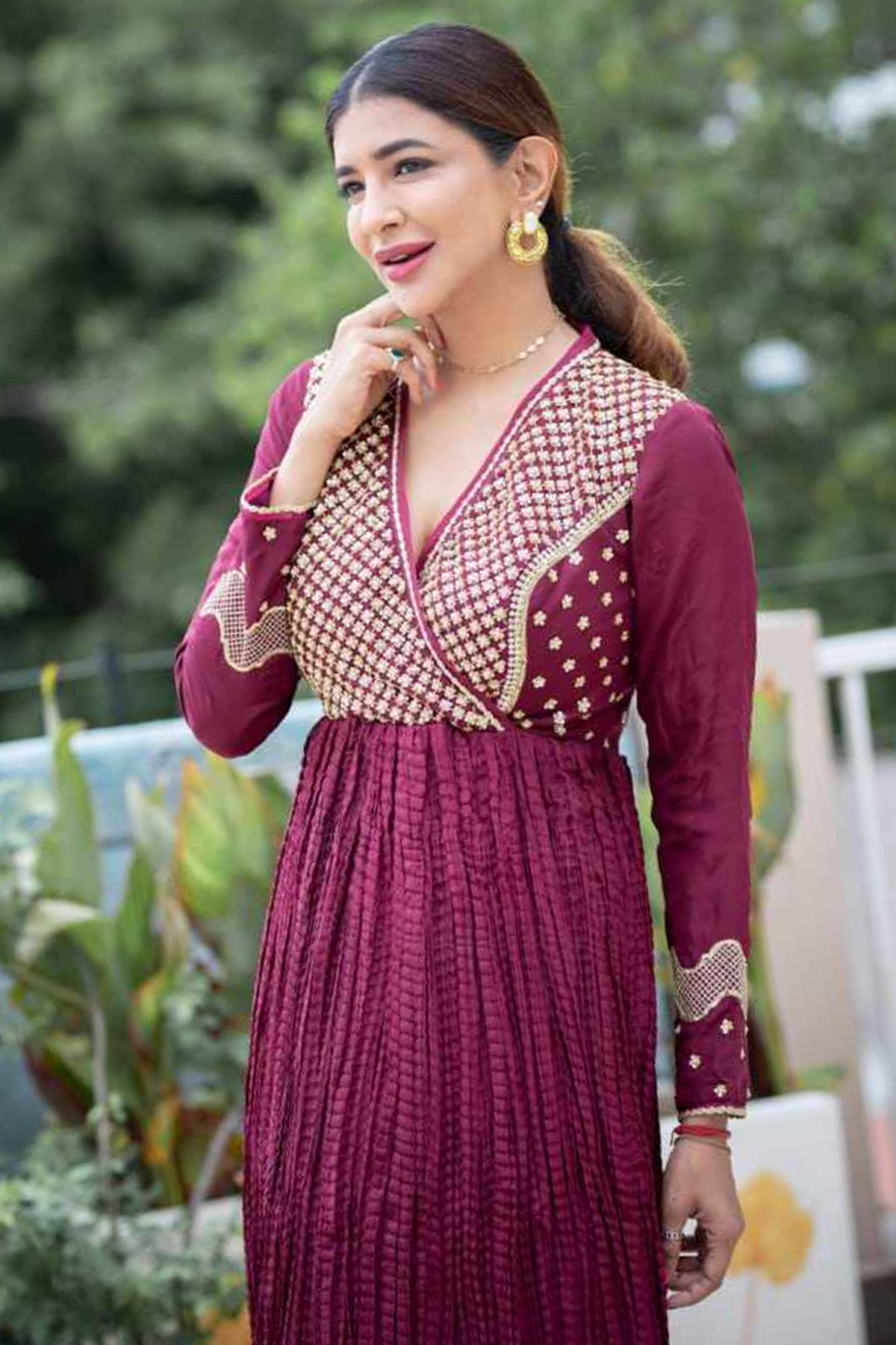 Anarkali Gown with Dupatta sideview