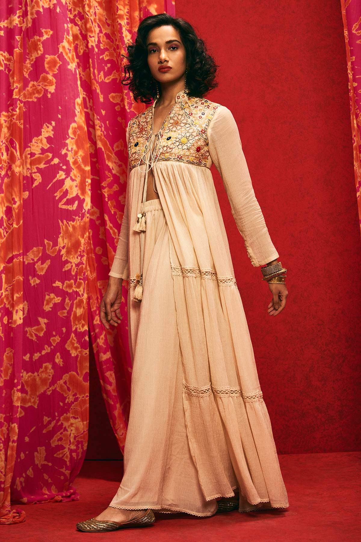 Designer Beige Zardozi Jacket Sideview