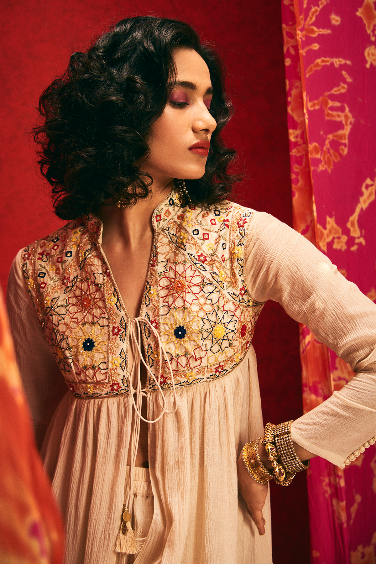 Designer Beige Zardozi Jacket