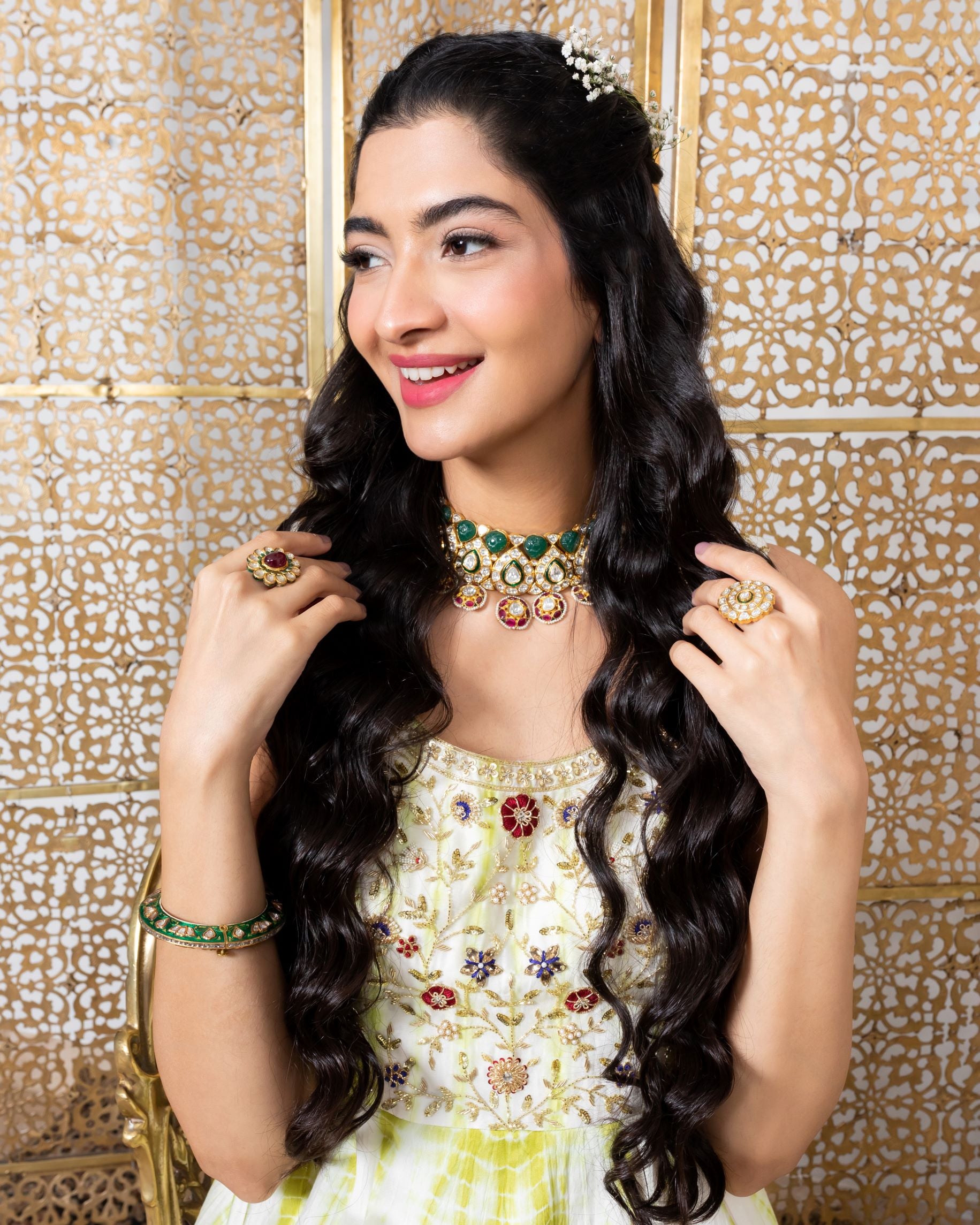 Green Embroidered Anarkali Setcloseview