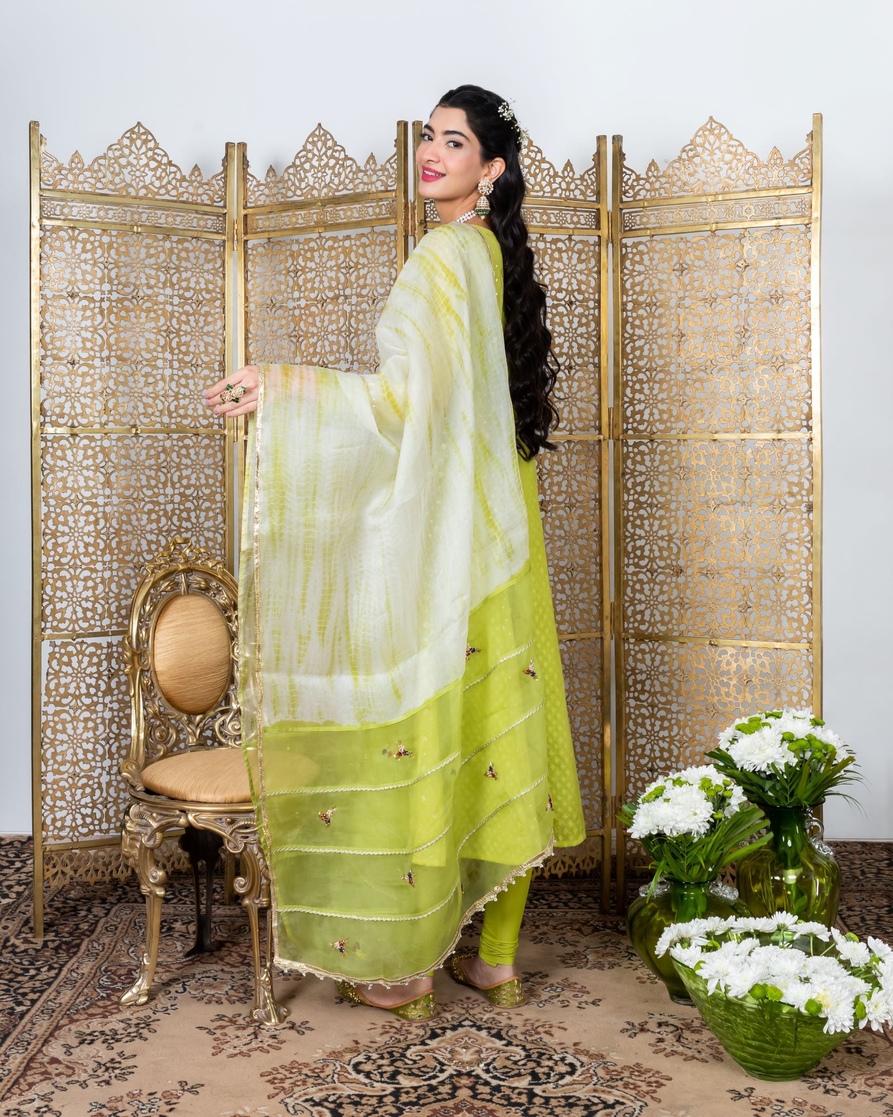 Green Embroidered Kurta Set sideview