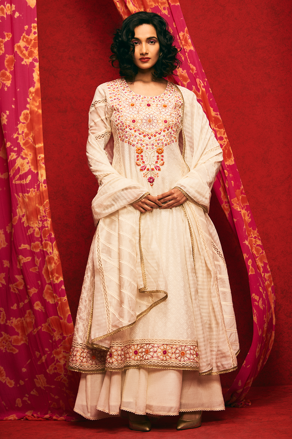 Beige Anarkali And Gharara Set\