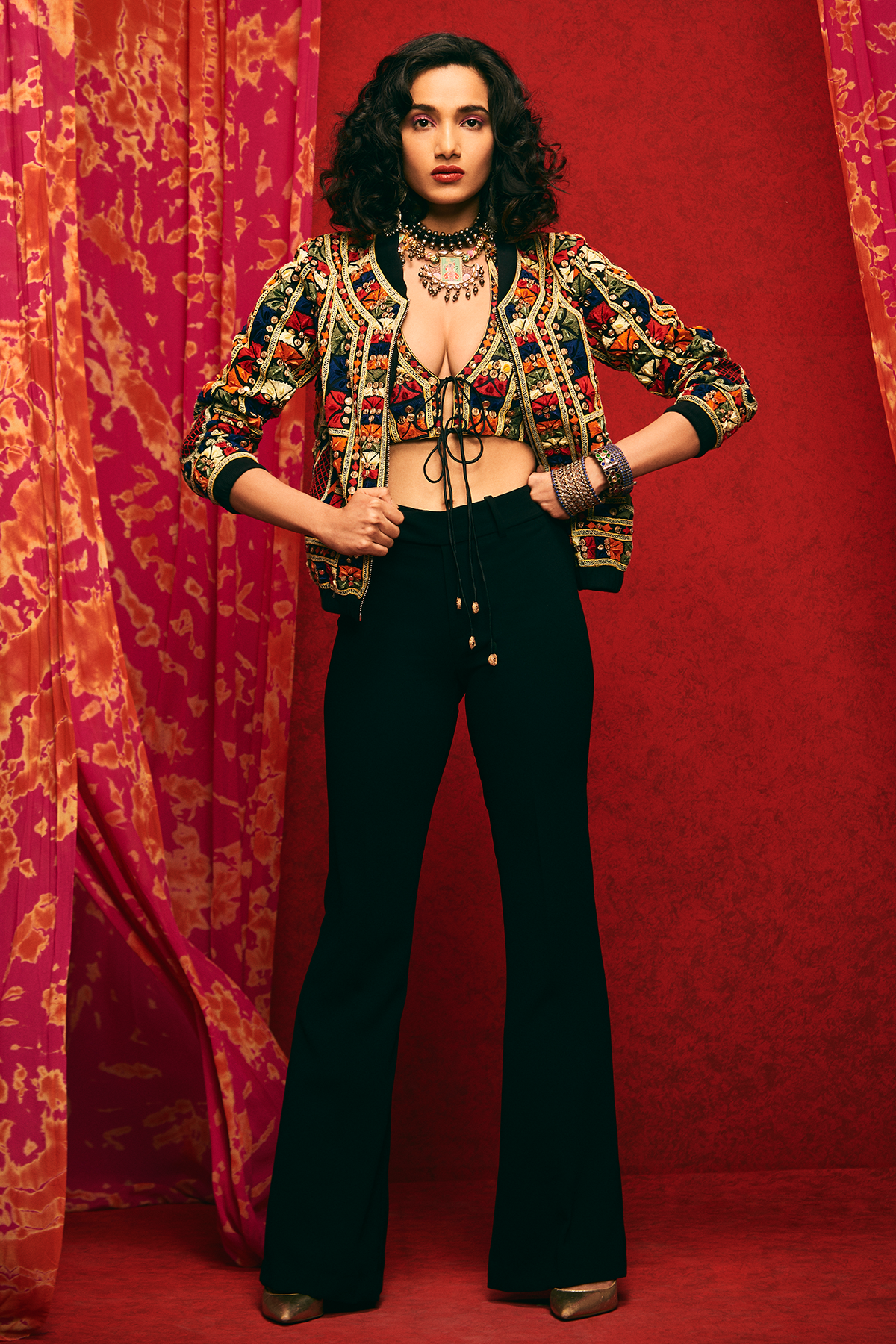 Black Denim Bomber Jacket