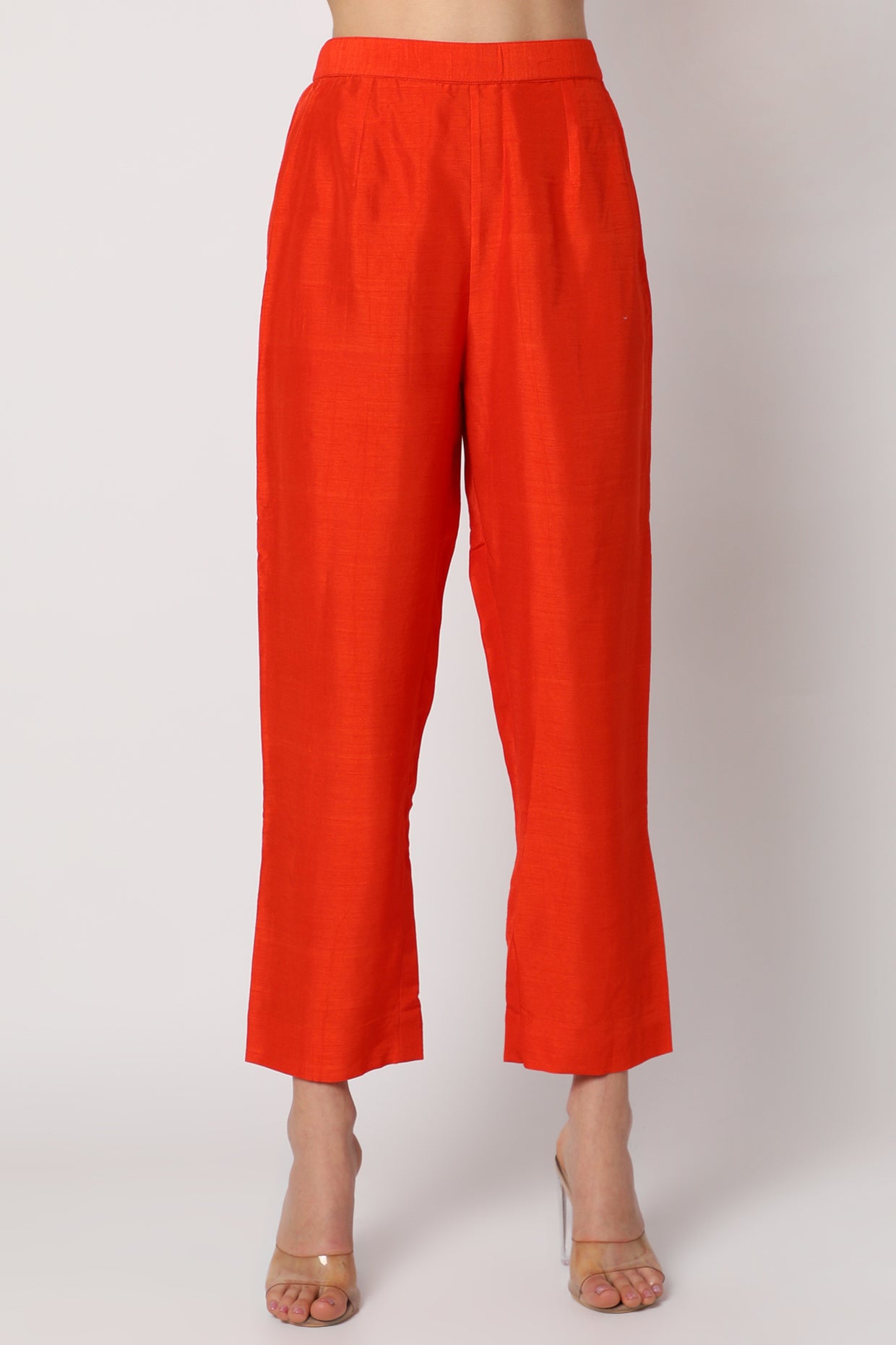 Orange Embroidered Long Kurta Set