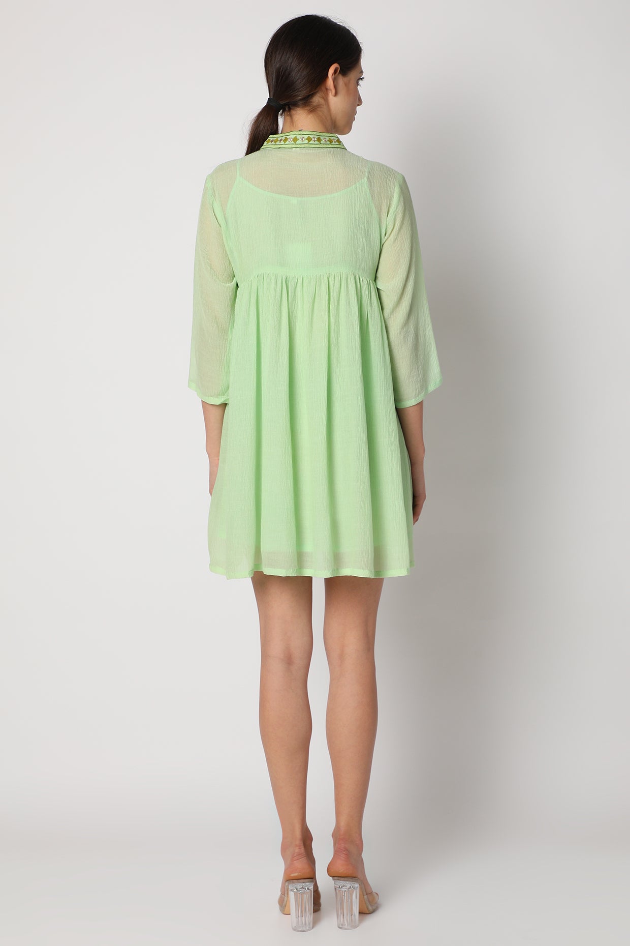 Women's Mint Green Tunic Dress backview