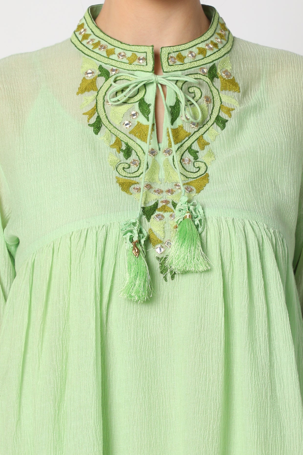 Women's Mint Green Tunic Dress closeview