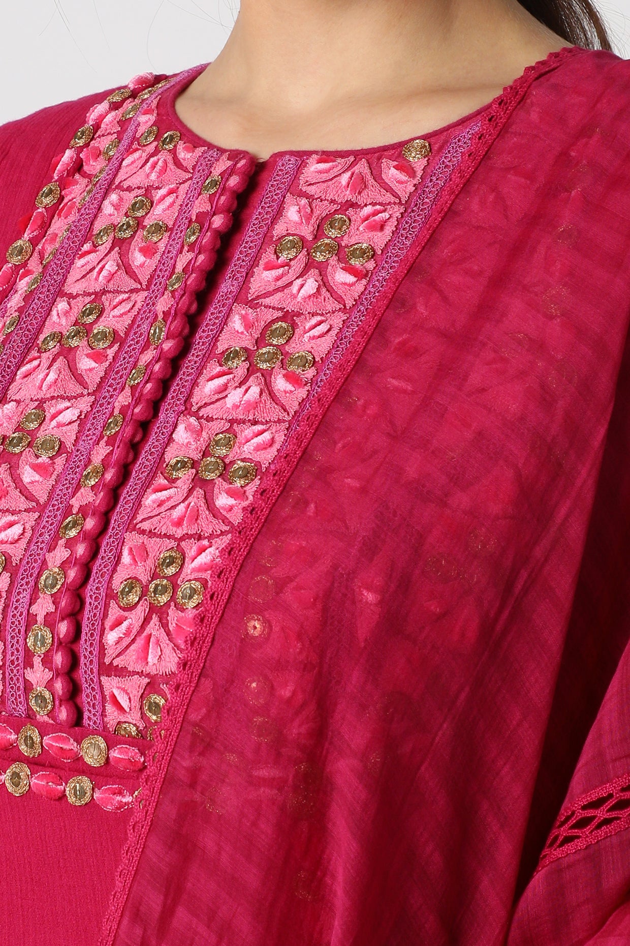Magenta Embroidered Anarkali Setcloseview