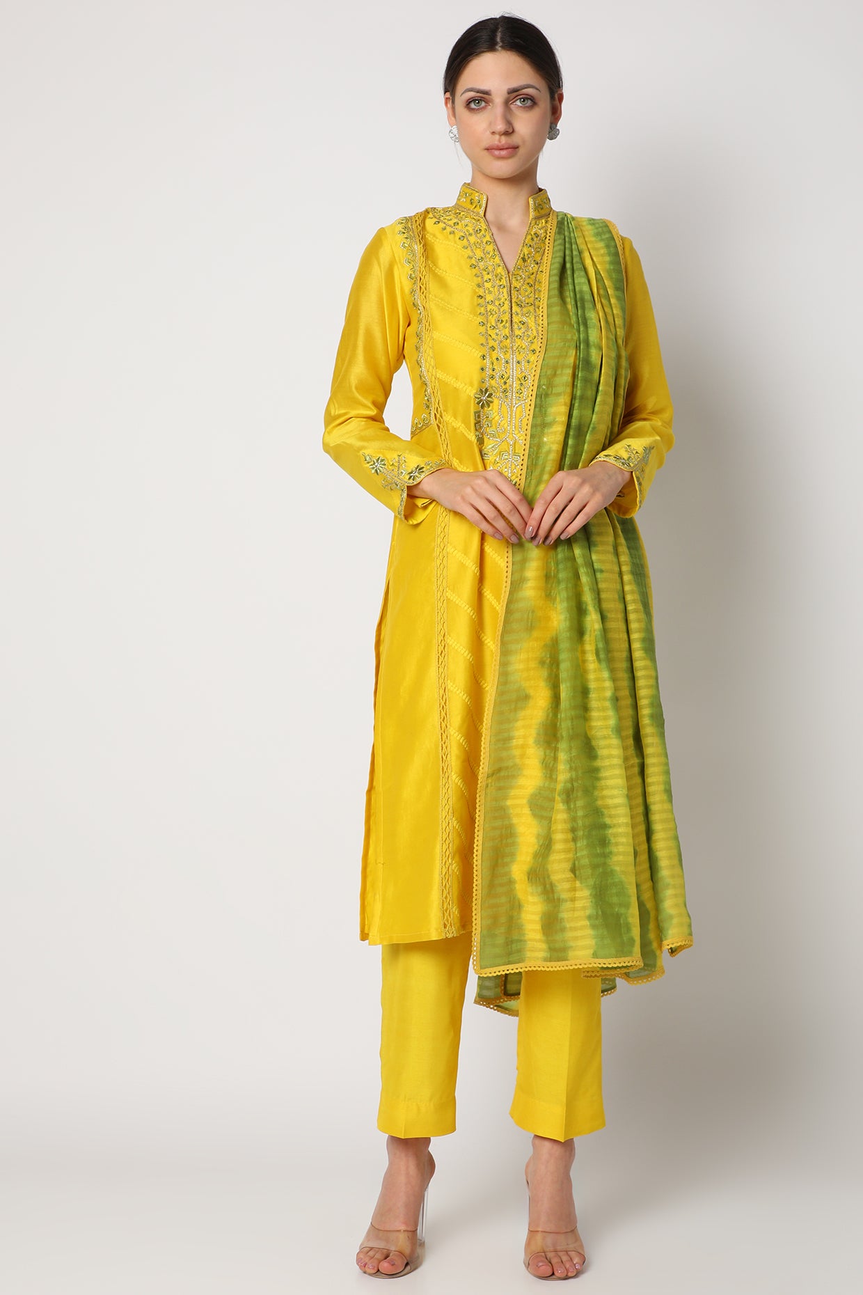 Women's Yellow Embroidered Kurta Set