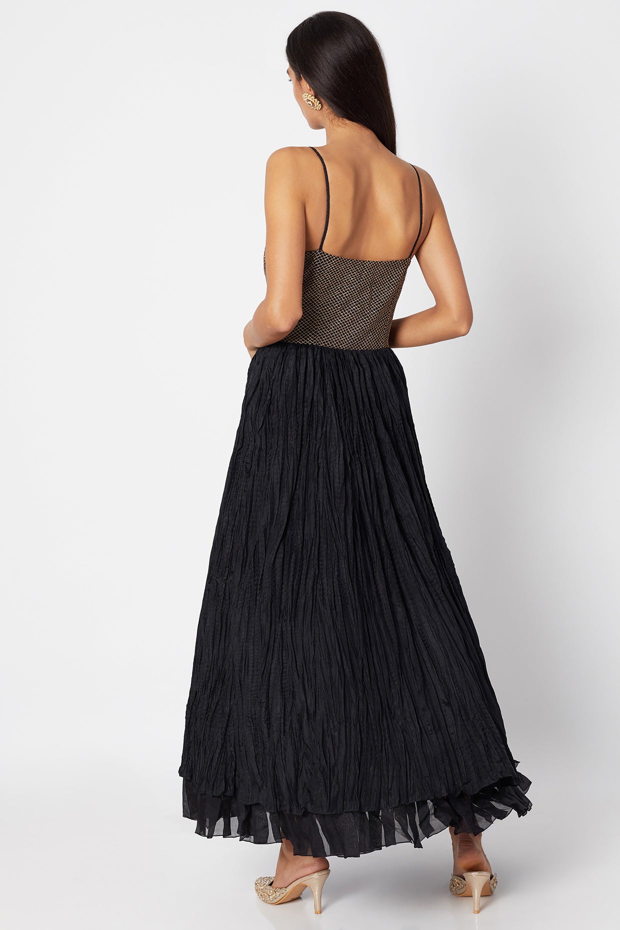 Women's Designer Black Bustier Gown Backview