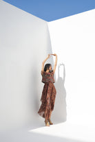 Brown Embroidered Sleeveless Jacket