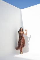 Brown Embroidered Sleeveless Jacket frontview