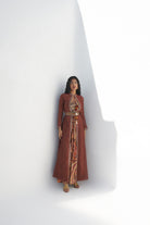 Brown Chanderi Embroidered Jacket