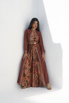 Brown Chanderi Embroidered Jacket