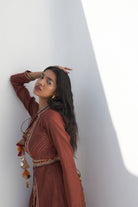 Brown Chanderi Embroidered Jacket Sideview