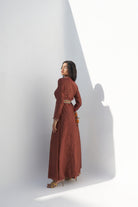 Brown Chanderi Embroidered Jacket backview