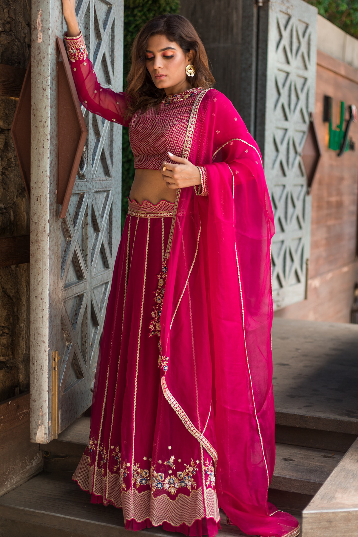 Lehenga Full Sleeve Blouse and Dupatta Frontview