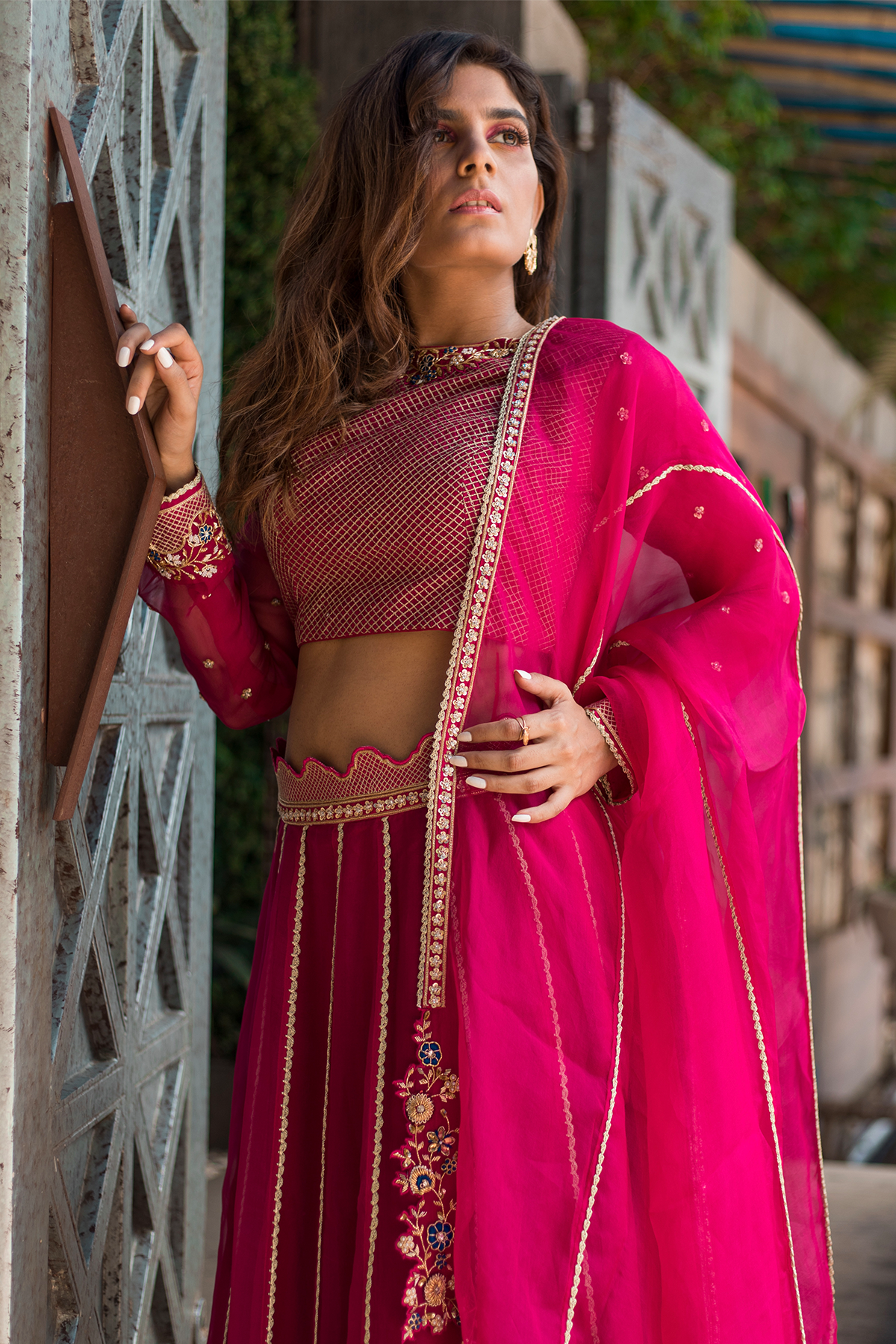 Lehenga Full Sleeve Blouse and Dupatta Frontview