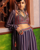  Blue Printed & Embroidered Pant set 