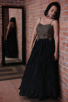 Women's Designer Black Bustier Gown