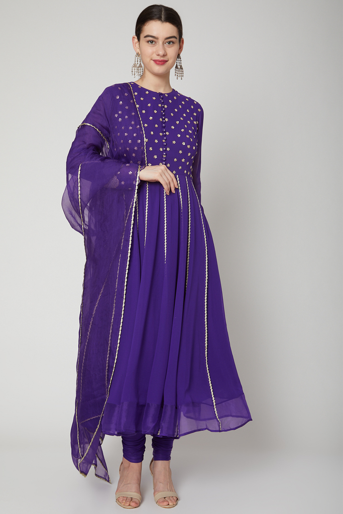 Women's Purple Anarkali Set