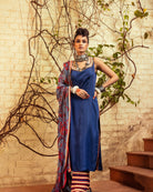 Blue Printed  & Embroidered Kurta set