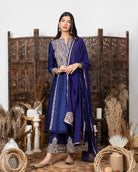 Royal Blue embroidered Kurta set  frontview