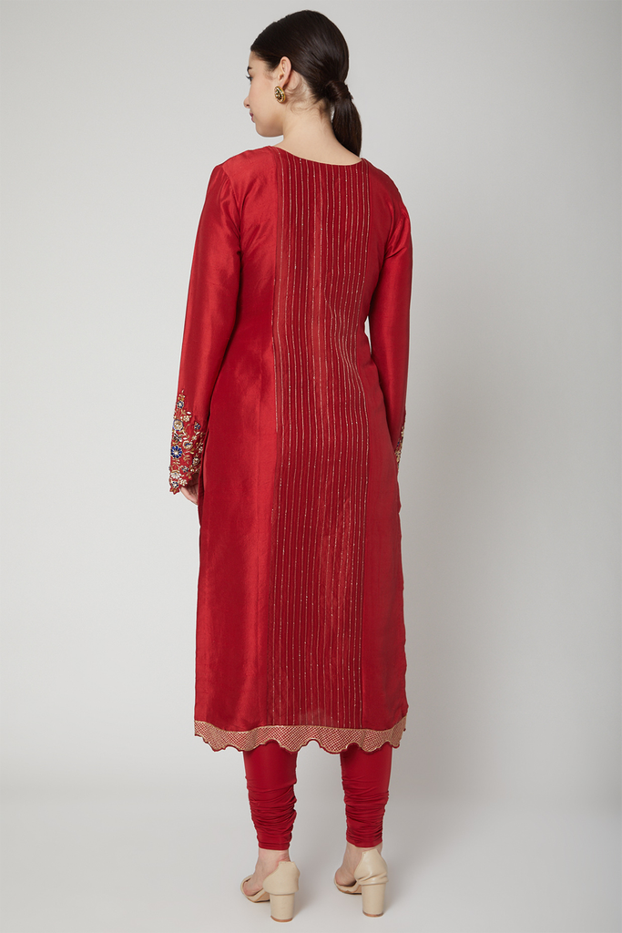 Anarkali with straight pants and dupatta Backview