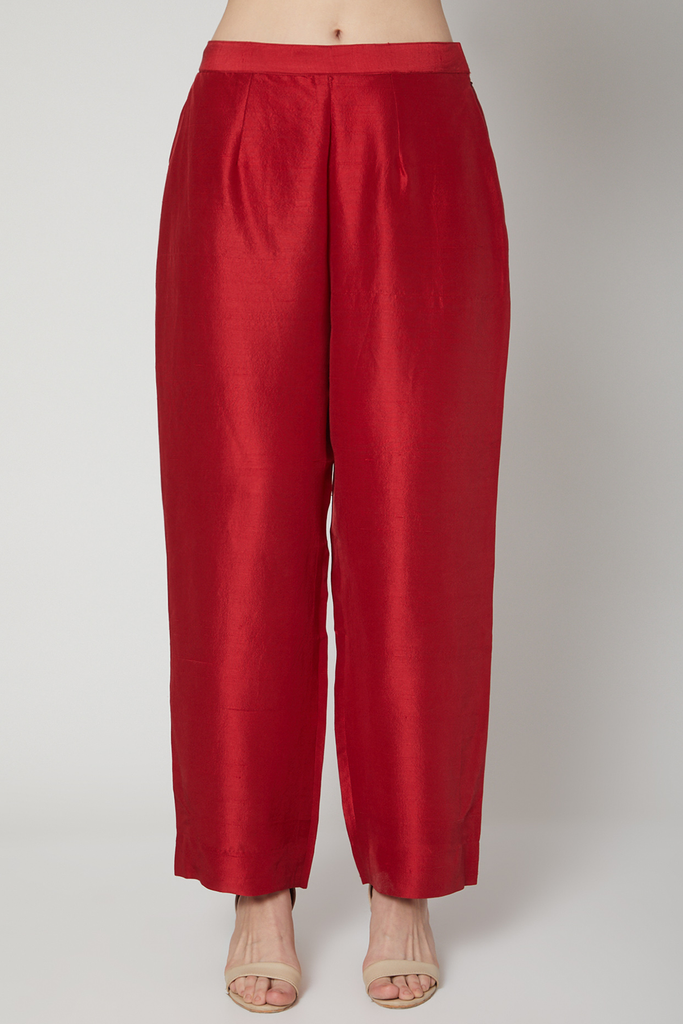 Women's Red Long Kurta Set with straight pants