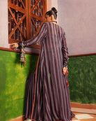  Blue Printed & Embroidered Pant set  Backview