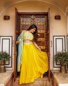 Women's Yellow Embroidered Lehenga Set