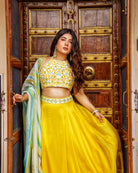 Women's Yellow Embroidered Lehenga Set