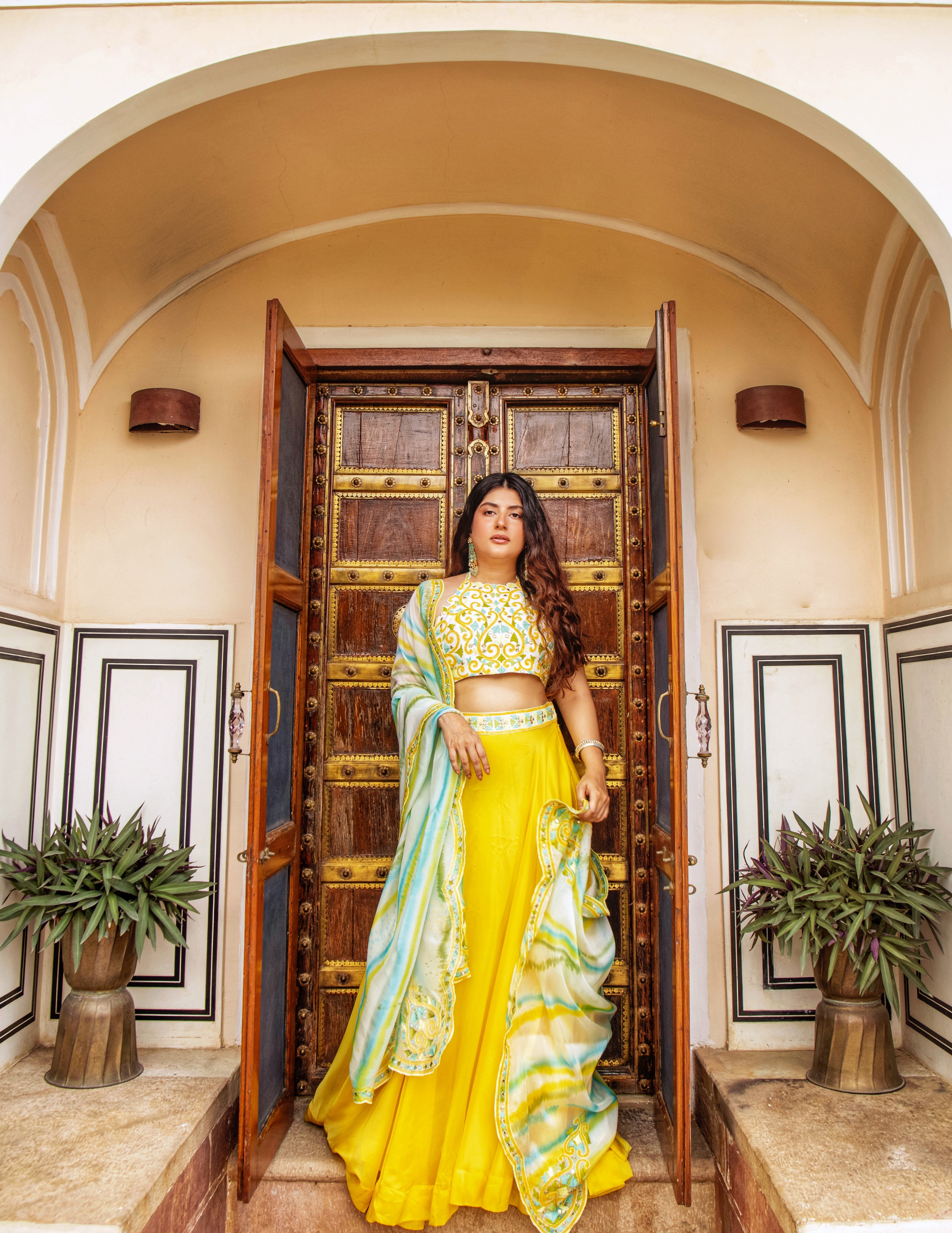 Women's Yellow Embroidered Lehenga Set