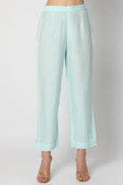 Ice Blue Embroidered Kurta Set with straight pants