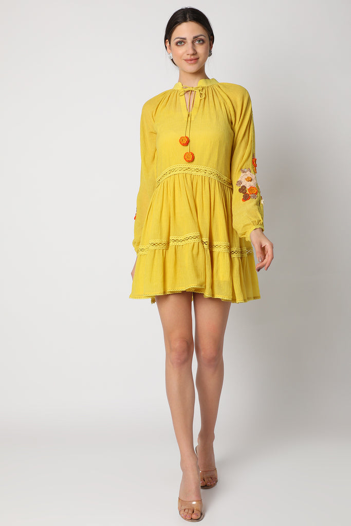 Women's Yellow Tunic Dress Frontview