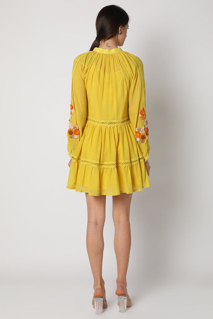  Yellow Tunic Dress For Women's Backview