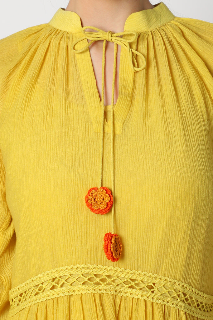 Women's Yellow Tunic Dress Closeview