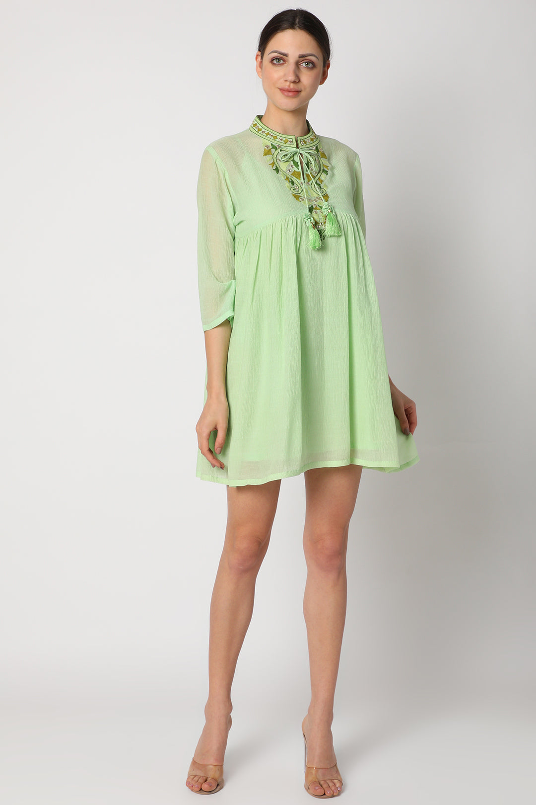 Buy Women's Mint Green Tunic Dress | Nadima Saqib Buy Women's Mint Green Tunic Dress | Nadima Saqib
