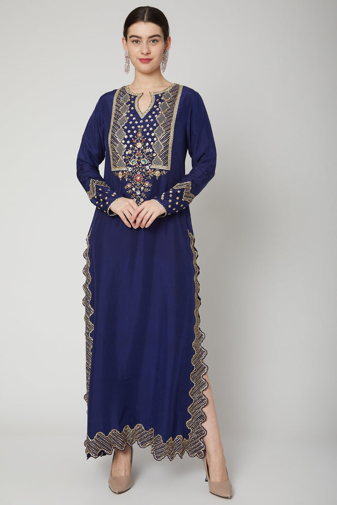 Cobalt Blue Embroidered Kaftan Dress