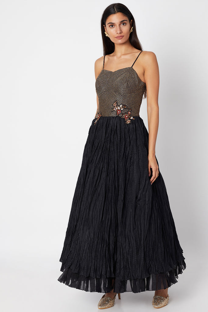 Women's Designer Black Bustier Gown