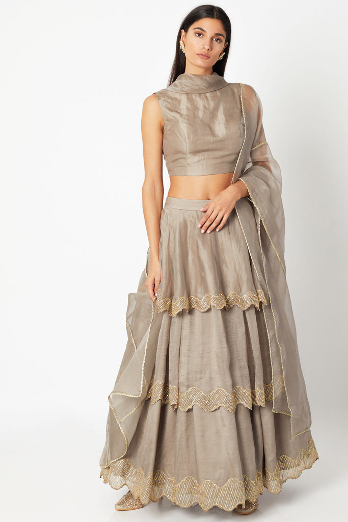 3 Layer Skirt Top with Dupatta Frontview