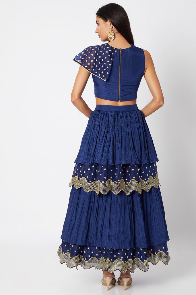 Cobalt Blue 2 Layer Skirt Top for Women's Backview