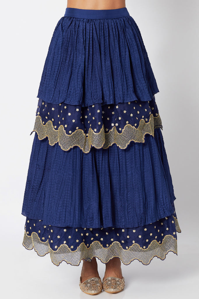 Cobalt Blue 2 Layer Skirt Top for Women's Frontview