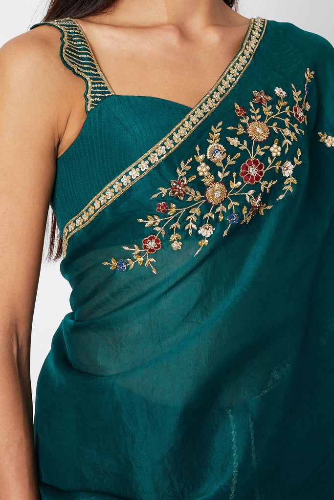  Saree with Bustier Blouse Frontview