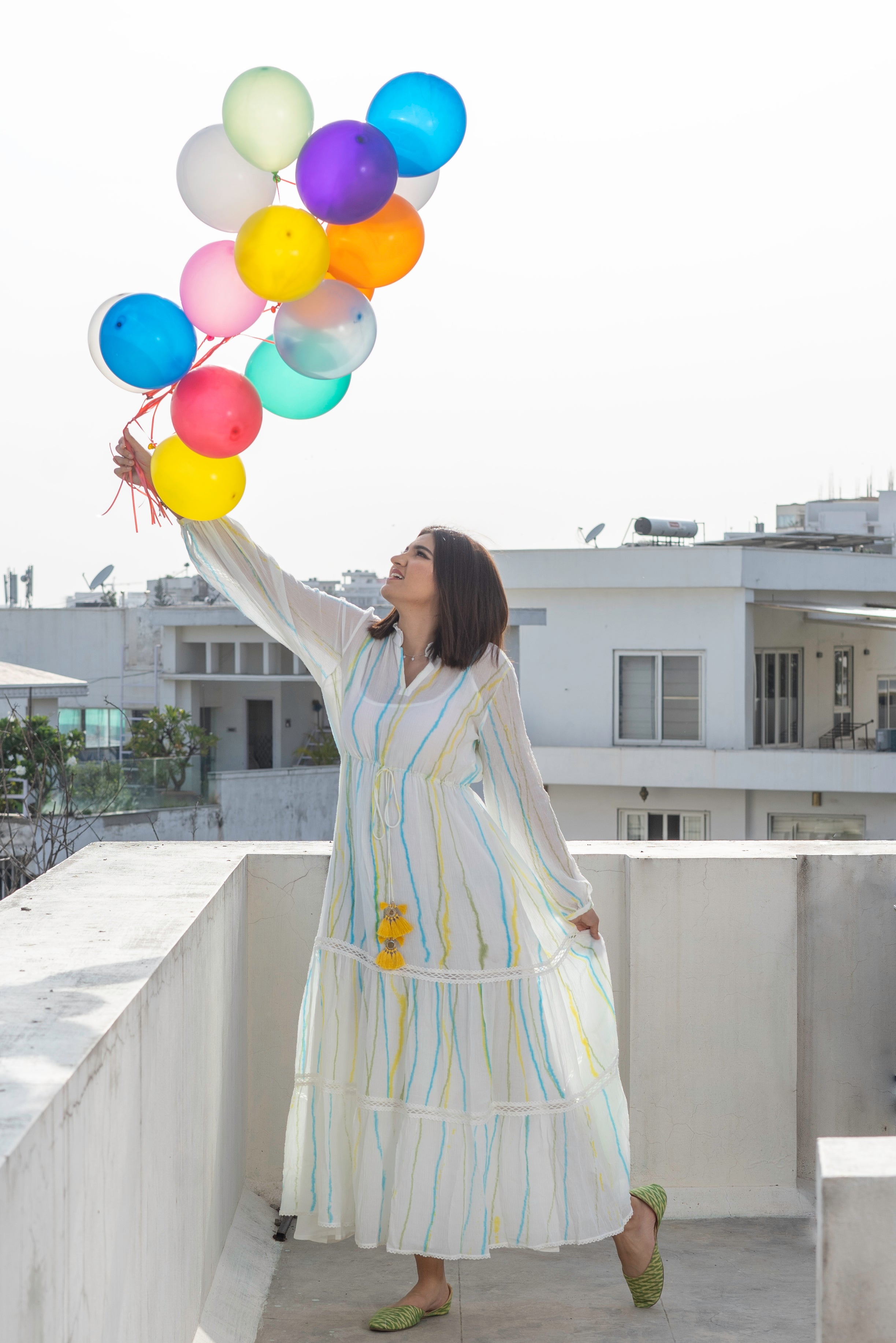 Anam Mirza In White Tie-Dye Dress